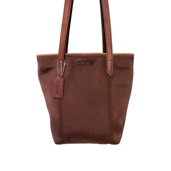 Coach Vintage Neoprene And Leather Brown Tote Bag Purse With Hangtag - Picture 4 of 15